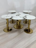 طقم طاولات استيل سراميك ذهبي
