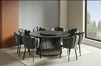 طاولة طعام دائري سرميك 8 اسود