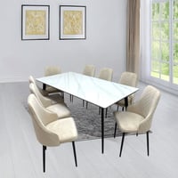 طاولة طعام سرميك 8 كراسي بيج