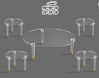 طقم طاولات اكرلك أرضي ارجل ذهبي