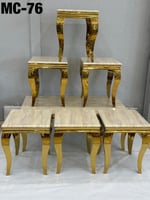 طقم طاولة مجلس ملكي رخام ذهبي 7 قطع