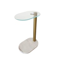 طاولة خدمة ذهبي زجاج قاعدة رخام