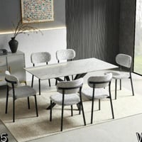طاولة طعام سرميك 6 كراسي رمادي