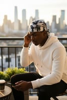 غطاء راس طبي ولراكبي الدراجات مموه ابيض