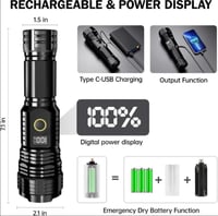 كشاف P90 مناسب للرحلات والتخييم, كشاف ليد P90 باضا...