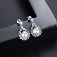 أقراط ألماسية لؤلؤية مطلية بالزركونيوم