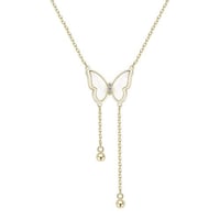 سلسال فراشة بيضاء فاخر من الفضة الإسترلينية