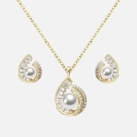 نصف طقم فاخر فضة عيار 925 على شكل قطرة ماء