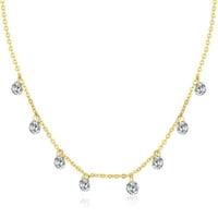 سلسال فضة مطلي بالذهب عيار 18 قيراط مرصعة بالزركون...