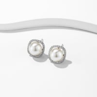 أقراط فضة من اللؤلؤ المائي العذب مرصعة باللؤلؤ الب...