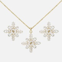 نصف طقم فضة عيار 925 مرصعة بالزركون الدائري اللامع