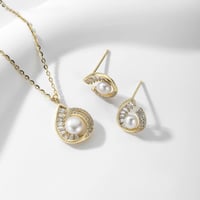 نصف طقم فاخر فضة عيار 925 على شكل قطرة ماء