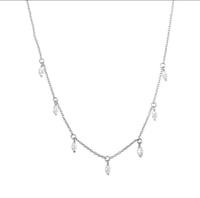 سلسال فضه 925 استرليني على شكل قطرة ماء من الزركون