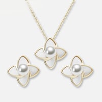 نصف طقم لؤلؤ مياه عذبة وأقراط مرصعة للنساء فضة عيا...