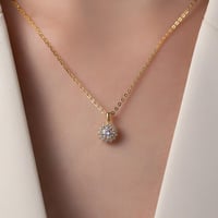 نصف طقم فضة عيار 925 مرصعة بالزركون الدائري اللامع