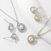 نصف طقم فاخر فضة عيار 925 على شكل قطرة ماء