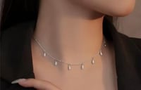 سلسال فضه 925 استرليني على شكل قطرة ماء من الزركون