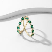 خاتم فضة مطلي بالذهب 18 قيراط مرصع بالزركون ومطعم...