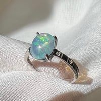 خاتم اوبال ابيض فضة 925