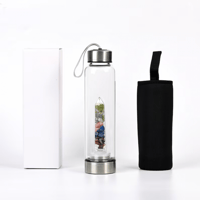 علبة ماء زجاج بحجر الامثيست الطبيعي