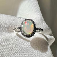 خاتم اوبال ابيض فضة 925