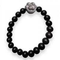 اسوارة اوبسيديان فضي يد قط طبيعي