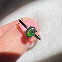 خاتم اوبال اسود فضة عيار 925