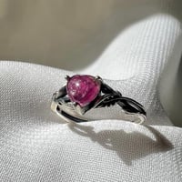 خاتم تورمالين وردي فضة 925