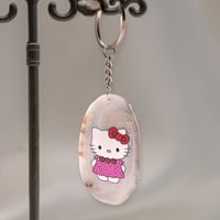 ميداليه عقيق طبيعي بطباعة Hello kitty