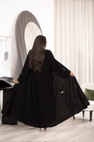 ‏‎‏‎‏‎‏عباية اسود بتطريز اسود ورد