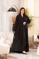 عباية شامواه اسود بتطريز اسود ناعم