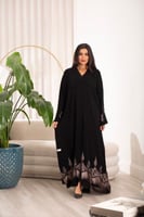 ‏‎‏‎عباية اسود شيفون دبل بتطريز لحمي
