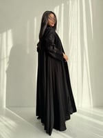 عباية دبل كلوش مع تطريز مشجر كامل الكم