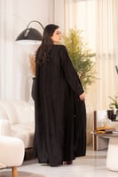 عباية شامواه اسود بتطريز اسود ناعم
