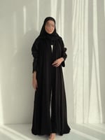 عباية دبل كلوش مع تطريز مشجر كامل الكم