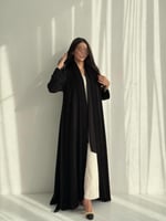 عباية دبل كلوش مع تطريز مشجر كامل الكم