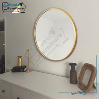 مرآة حائط دائرية باطار معدني من الألومنيوم من بكسل...