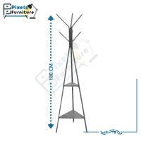 علاقة ملابس معدنية على شكل شجرة مع 2 رف خشبي مع 9...