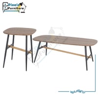 طقم من قطعتين بتصميم حديث سطح خشب وقواعد معدنية من...