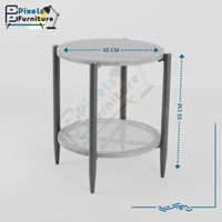 مجموعة 3 قطع طاولات دائرية رفين وقواعد معدنية بتصم...