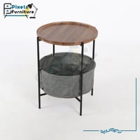 طاولة مفردة بسطح خشب وقواعد معدنية من بكسل الأثاث