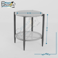 طاولة مفردة دائرية رفين وقواعد معدنية بتصميم من ال...