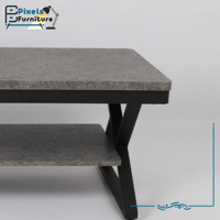 طاولة مفردة مستطيلة رفين بسطح خشب من بكسل الأثاث