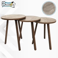 طقم طاولات تقديم القهوة والشاي بتصميم دائري 3 قطع...