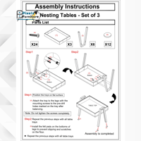 طقم طاولات تقديم القهوة والشاي بتصميم مستطيل 3 قطع...
