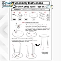 طقم طاولات تقديم القهوة والشاي بتصميم مربع 3 قطع م...
