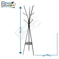 علاقة ملابس معدنية على شكل شجرة برف خشبي مع 9 خطاف...