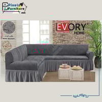 غطاء كنب زاوية جاكار مقاوم للماء قابل للتمدد على ش...