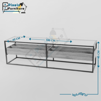 طاولة بلازما بسطح زجاجي وبأدراج تخزين وقواعد معدني...