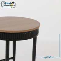 مجموعة طاولات قطعتين 1+1 دائرية بسطح خشب وقواعد مع...